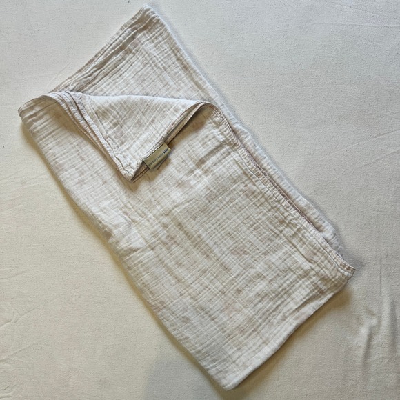 Pottery Barn Kids Other - Pottery Barn Kids‎ Baby Blanket 100% Organic Cotton White & Light Pink 46" x 46"